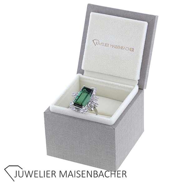 Brillant Ring mit großem Edelstein "Turmalin" *UNIKAT* Platin – Bild 10