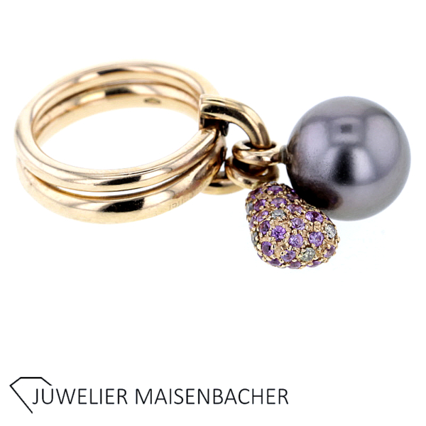 Schoeffel Tahitiperlen Ring mit farbigen Brillanten