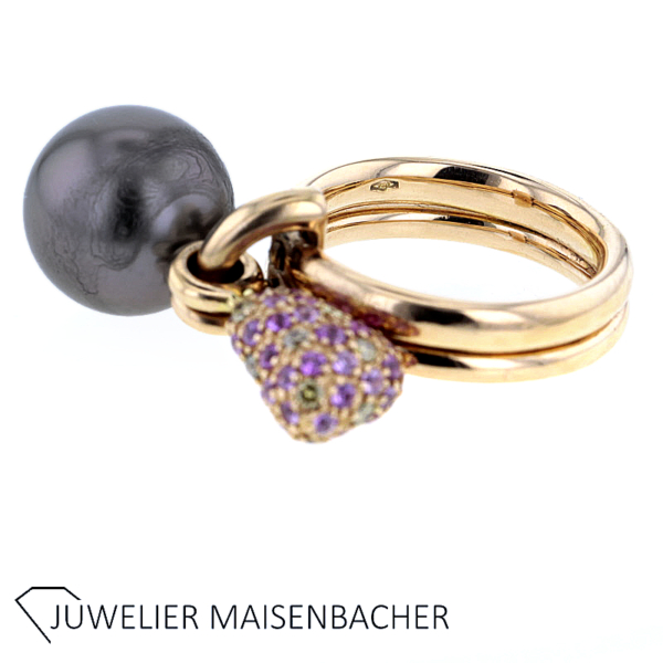 Schoeffel Tahitiperlen Ring mit farbigen Brillanten – Bild 5