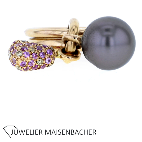 Schoeffel Tahitiperlen Ring mit farbigen Brillanten – Bild 3