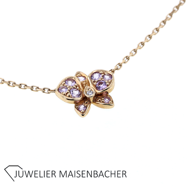 Caresse D`Orchidées par Cartier Kette/Collier mit rosa Saphir und Brillant Gold – Bild 3
