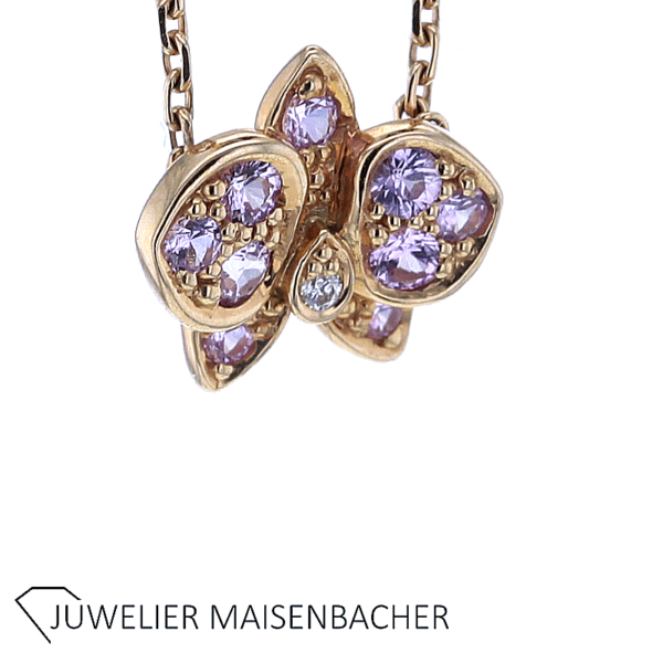 Caresse D`Orchidées par Cartier Kette/Collier mit rosa Saphir und Brillant Gold – Bild 6