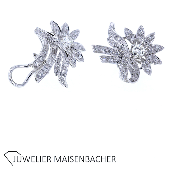 Wunderschöne Ohrstecker/Clip mit Diamanten und Brillanten Gold