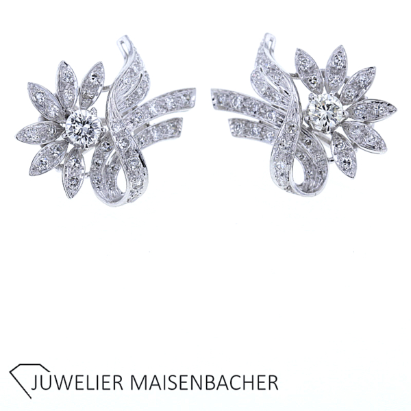 Wunderschöne Ohrstecker/Clip mit Diamanten und Brillanten Gold – Bild 4