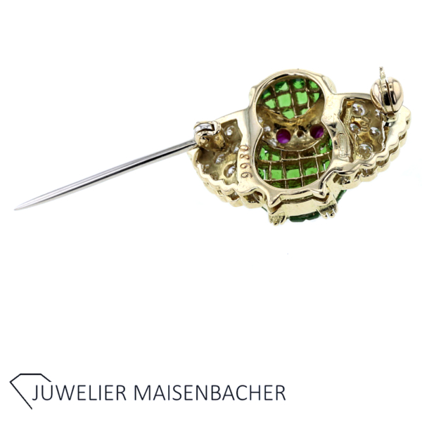 WEMPE Brosche Eule mit Brillanten und Tsavorith – Bild 3