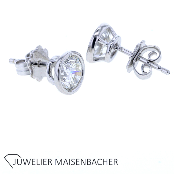 Zauberhafte Solitaire Ohrstecker mit Brillant insgesamt 2 ct. Gold – Bild 2