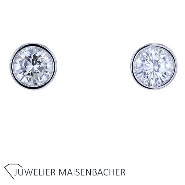 Zauberhafte Solitaire Ohrstecker mit Brillant insgesamt 2 ct. Gold – Bild 4