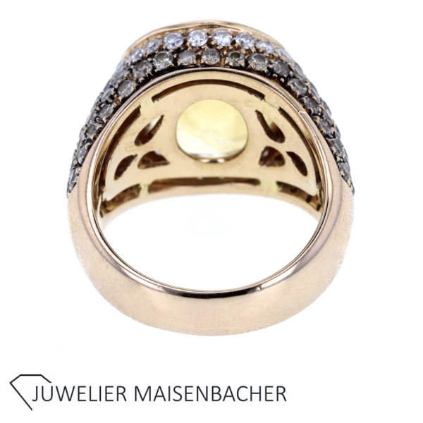 Massiver Ring mit Citrin & Brillanten Pavé gefasst Gold – Bild 5