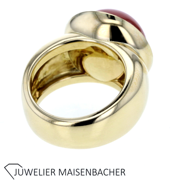 Massiver Ring mit Koralle und Brillanten – Bild 3
