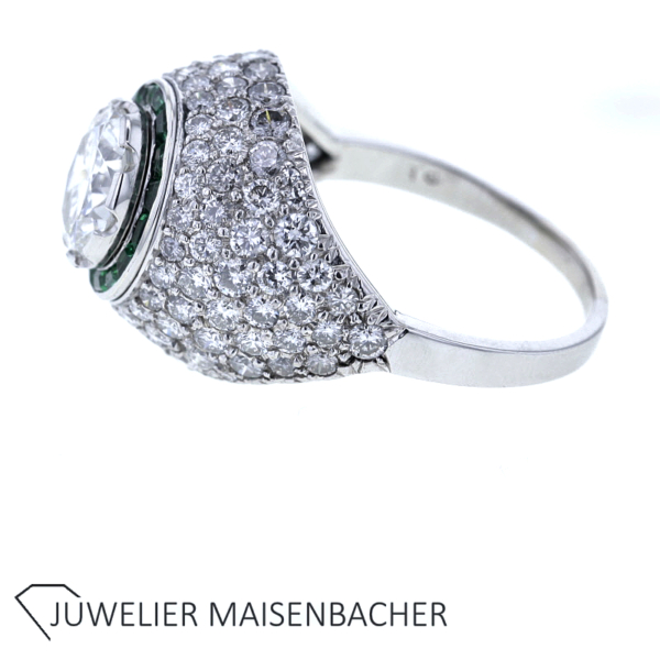 Luxuriöser Damenring mit Smaragd und Brillanten – Bild 2