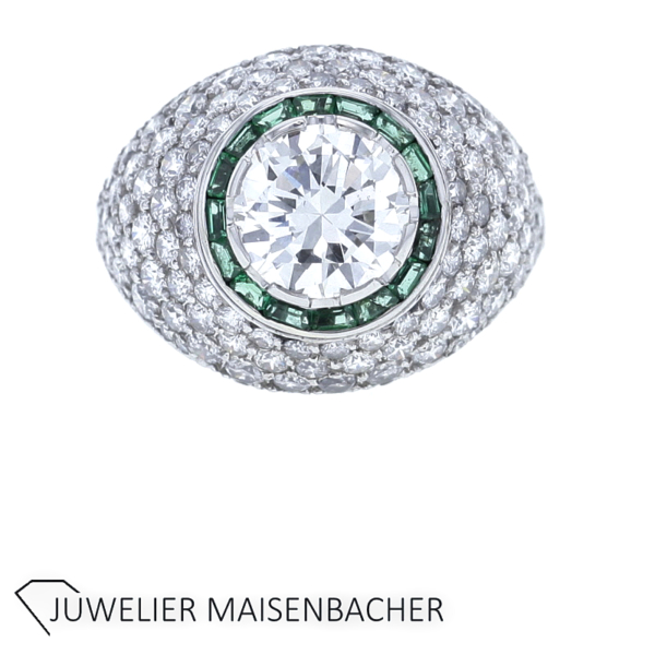 Luxuriöser Damenring mit Smaragd und Brillanten – Bild 4