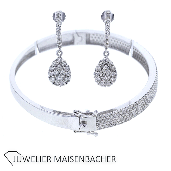 Wunderschönes SET Armreif & Creolen mit Brillanten Gold