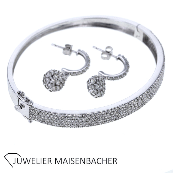 Wunderschönes SET Armreif & Creolen mit Brillanten Gold – Bild 2