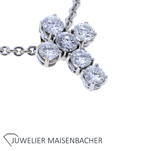 Wempe Brillant Kreuzanhänger mit Kette Gold – Bild 5