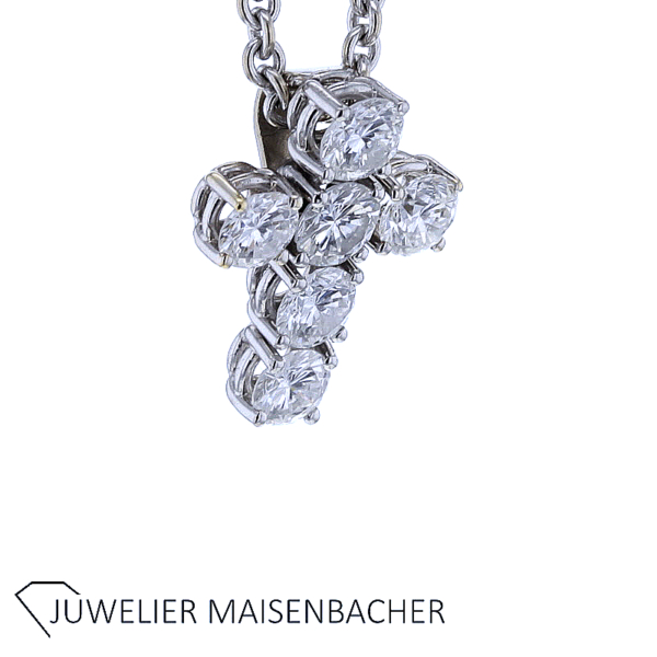 Wempe Brillant Kreuzanhänger mit Kette Gold – Bild 2