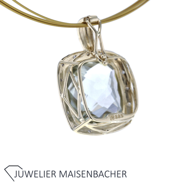 Anhänger mit Prasolith und Diamanten Gold – Bild 2