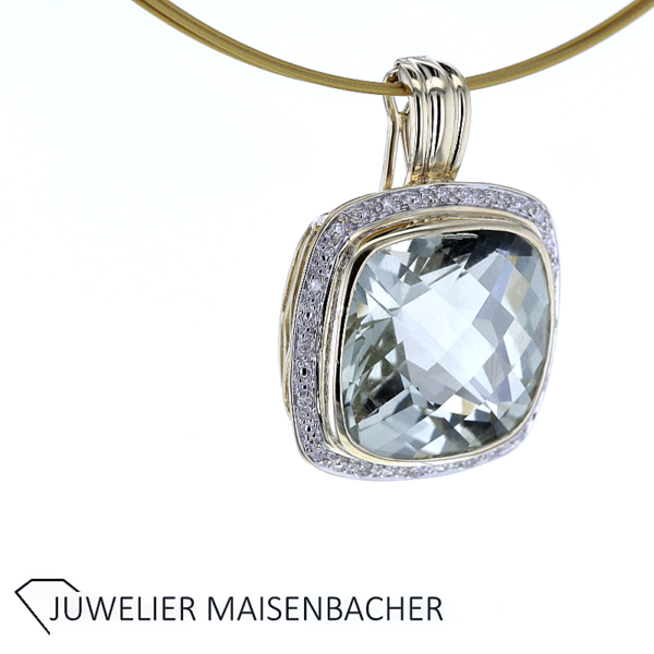 Anhänger mit Prasolith und Diamanten Gold – Bild 3