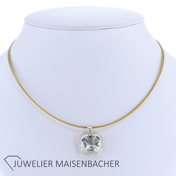 Anhänger mit Prasolith und Diamanten Gold – Bild 4