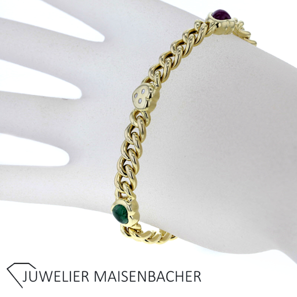 Armband mit Diamant, Rubin, Smaragd und Saphir in Herzform – Bild 5