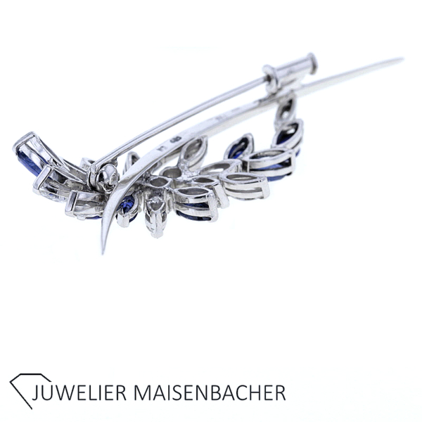 Brosche mit Diamanten, Brillanten und Saphir Gold – Bild 2