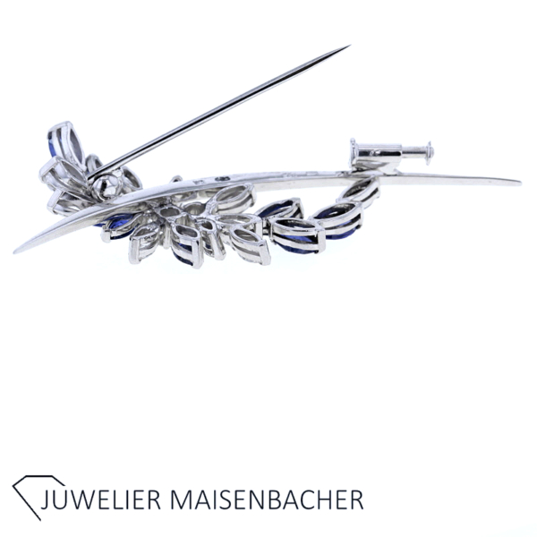 Brosche mit Diamanten, Brillanten und Saphir Gold – Bild 3