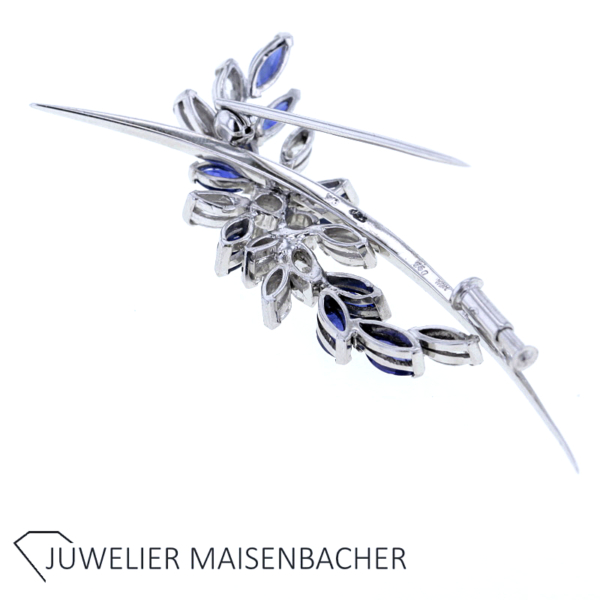 Brosche mit Diamanten, Brillanten und Saphir Gold – Bild 4