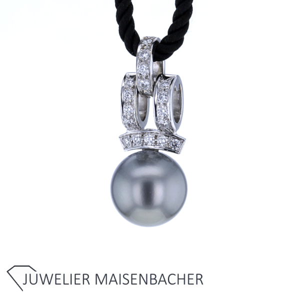 beweglicher Tahiti-Perlanhänger mit Brillanten Gold