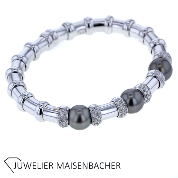 Armspange mit Brillanten und Tahitizuchtperlen Gold – Bild 5