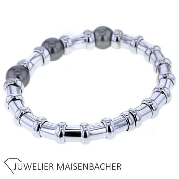 Armspange mit Brillanten und Tahitizuchtperlen Gold