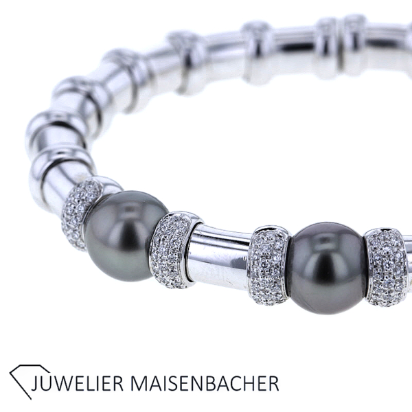 Armspange mit Brillanten und Tahitizuchtperlen Gold – Bild 2
