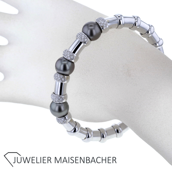 Armspange mit Brillanten und Tahitizuchtperlen Gold – Bild 3