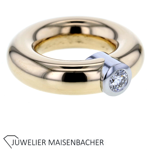 Goldschmiede SCHUBART Massiver Ring Solitaire mit Brillant