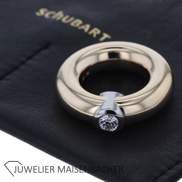 Goldschmiede SCHUBART Massiver Ring Solitaire mit Brillant – Bild 4