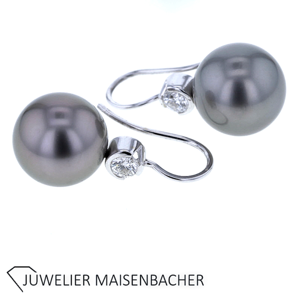 Edle Ohrhänger mit Tahitiperle und Brillanten Gold