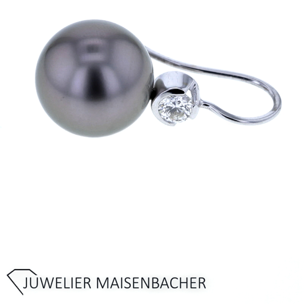 Edle Ohrhänger mit Tahitiperle und Brillanten Gold – Bild 3