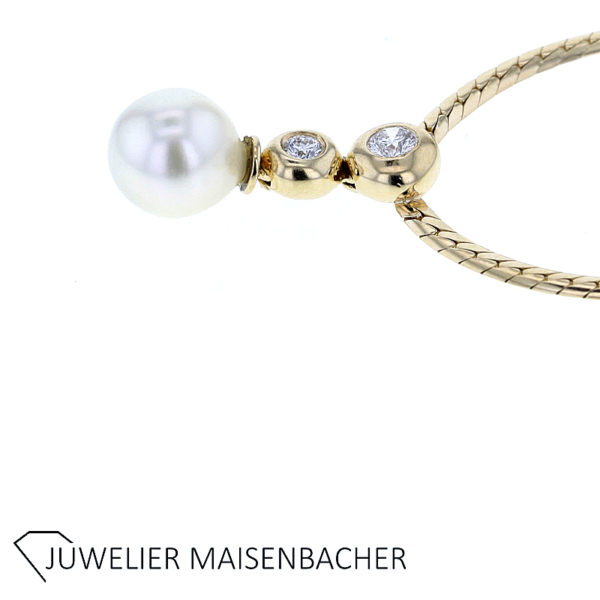 Collier mit Brillanten und Akoya Zuchtperle Gold