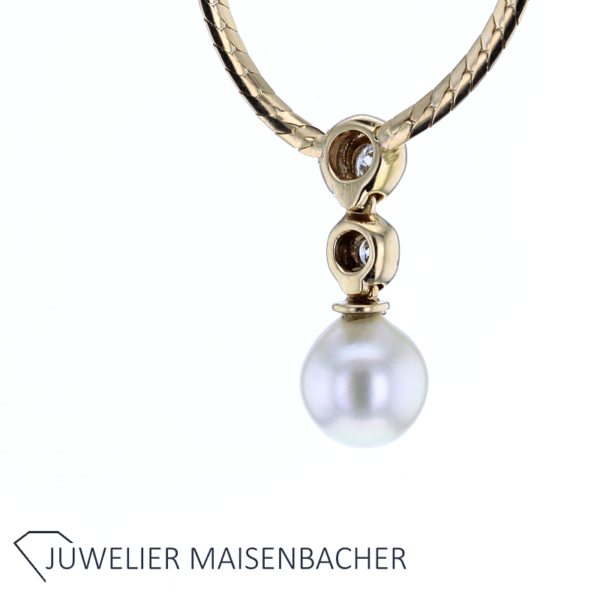 Collier mit Brillanten und Akoya Zuchtperle Gold – Bild 3