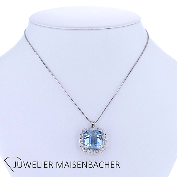 Aquamarin Anhänger mit Brillanten Gold