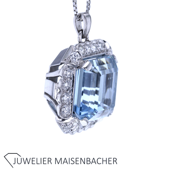 Aquamarin Anhänger mit Brillanten Gold – Bild 4