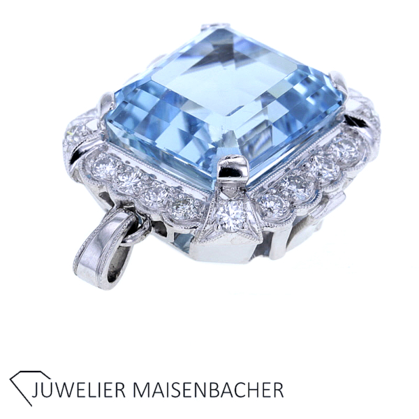 Aquamarin Anhänger mit Brillanten Gold – Bild 5