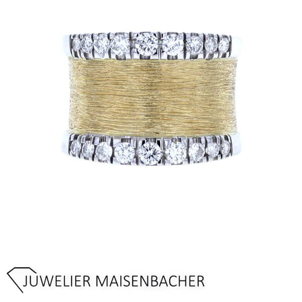 Außergewöhnlicher Designer Ring mit 18 Brillanten ca. 1ct. GG/WG 585/-