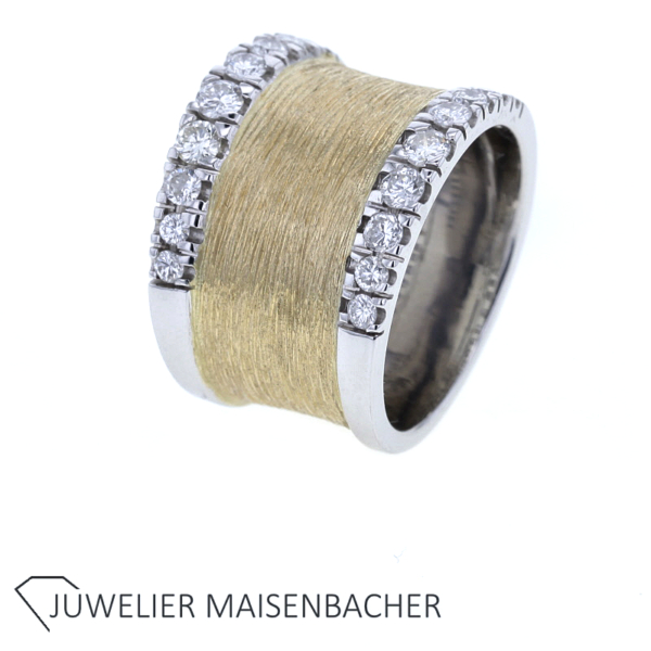 Außergewöhnlicher Designer Ring mit 18 Brillanten ca. 1ct. GG/WG 585/- – Bild 3