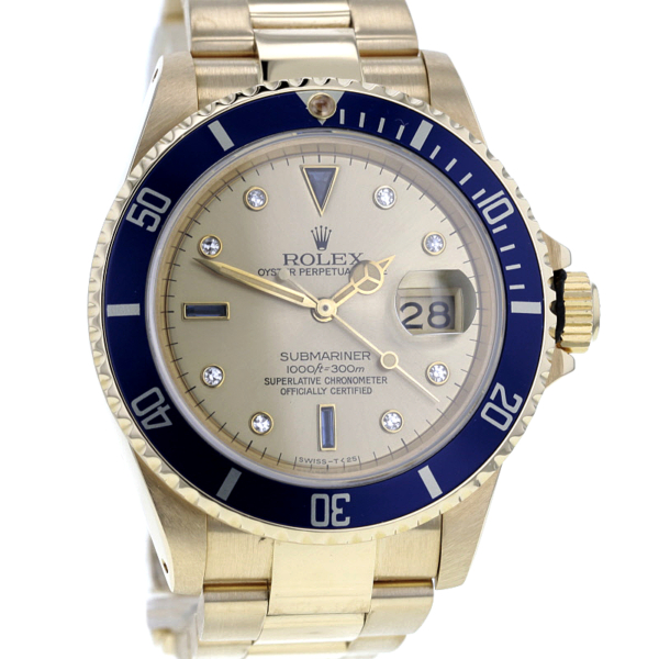 Rolex Submariner Date Ref. 16808, 18K Yellow Gold, Serti Dial
