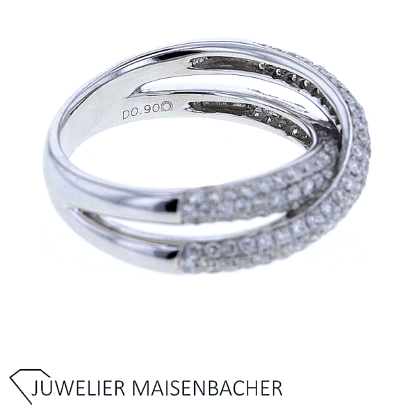 Ring Zweifach Gekreuzt mit Brillanten Pavé gefasst Gold – Bild 2