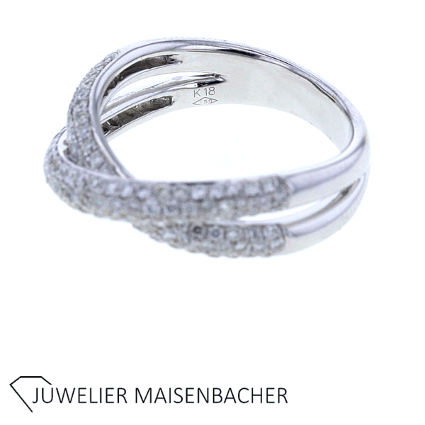 Ring Zweifach Gekreuzt mit Brillanten Pavé gefasst Gold – Bild 3