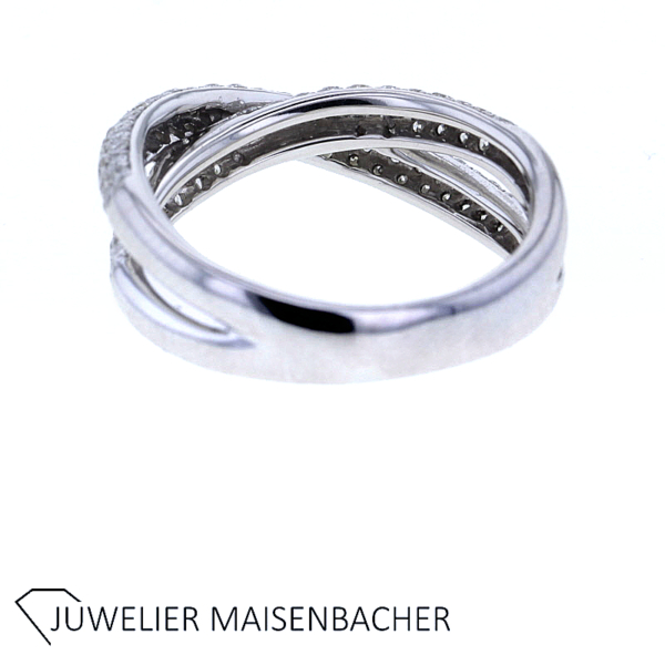 Ring Zweifach Gekreuzt mit Brillanten Pavé gefasst Gold – Bild 4