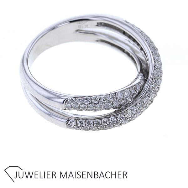 Ring Zweifach Gekreuzt mit Brillanten Pavé gefasst Gold – Bild 5