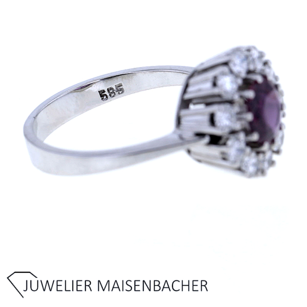 Entourage Blumen Ring mit strahlenden Brillanten und Rubin Gold – Bild 4