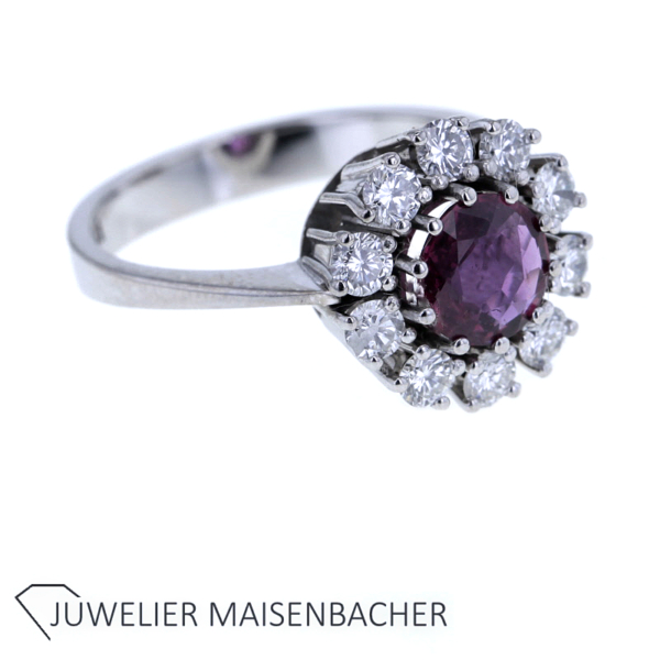 Entourage Blumen Ring mit strahlenden Brillanten und Rubin Gold – Bild 6