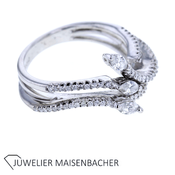 Geschwungener Ring mit Diamanten und Brillanten Gold – Bild 2
